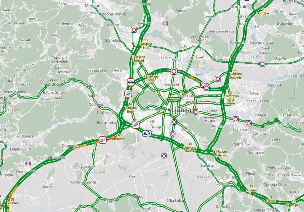 Informations routières carte Slovénie