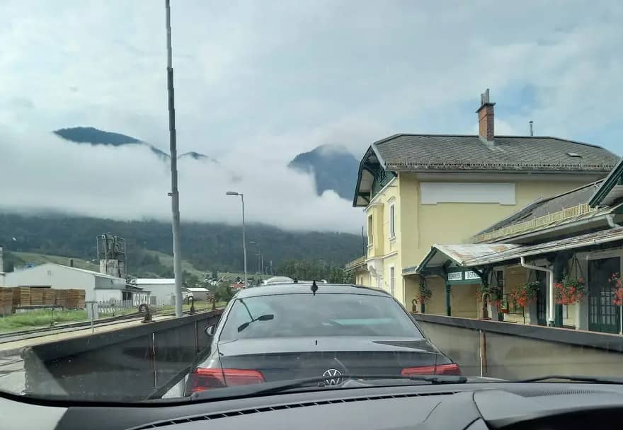 in the car on the car train