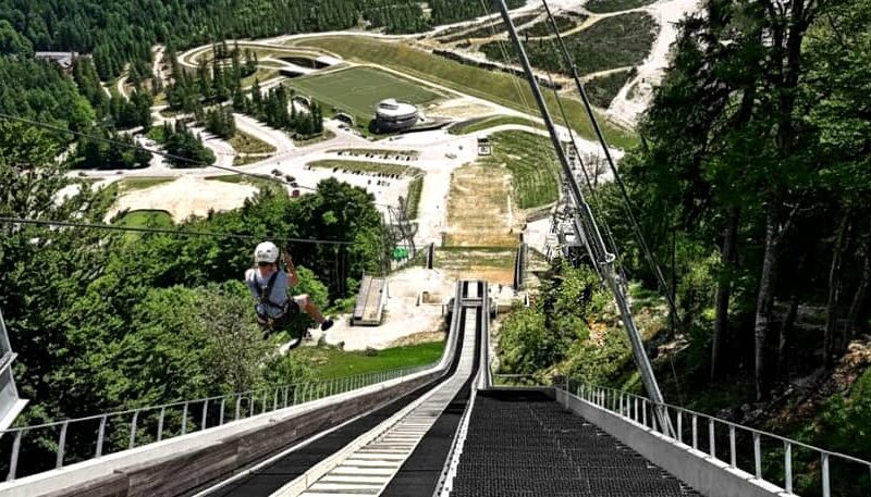 Ski jump zipline - Planina Kranjska Gora