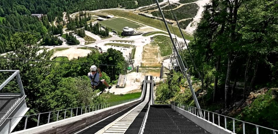 Ski jump zipline - Planina Kranjska Gora