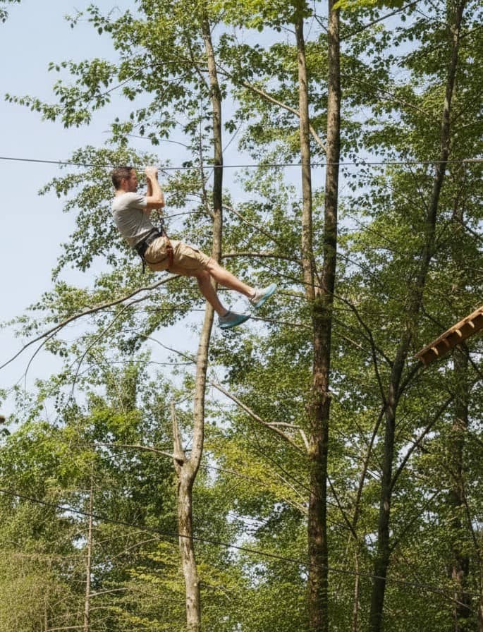 Zipline experience among the trees in Bohinj, Slovenia